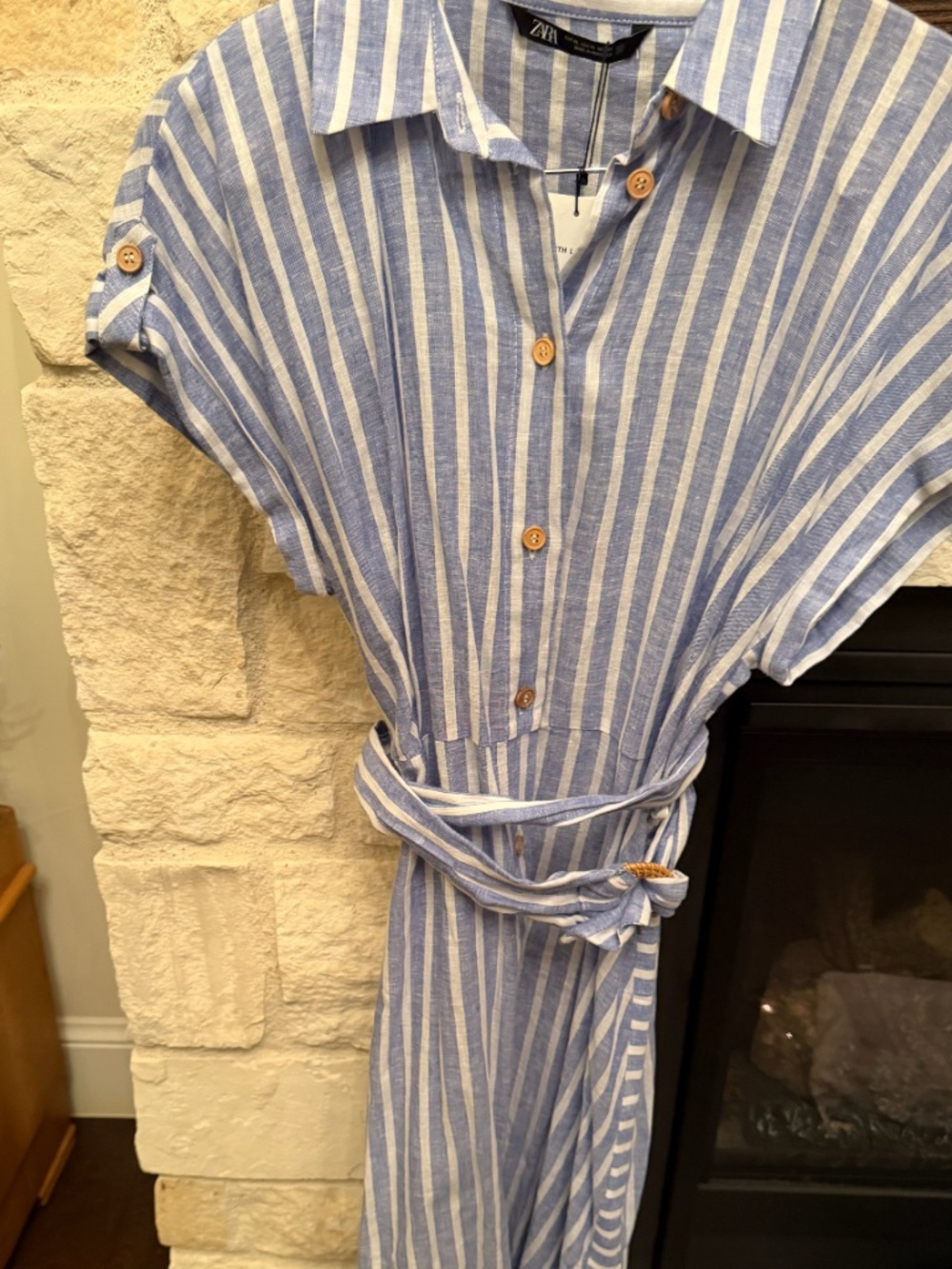 Blue White Stripe Midi Dress